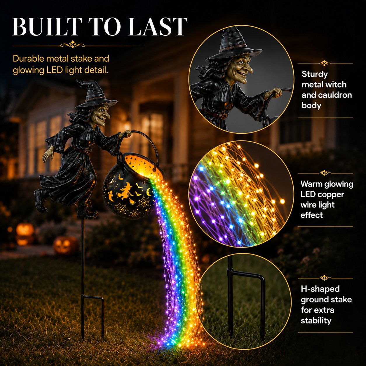 Halloween Witch Cauldron Garden Light