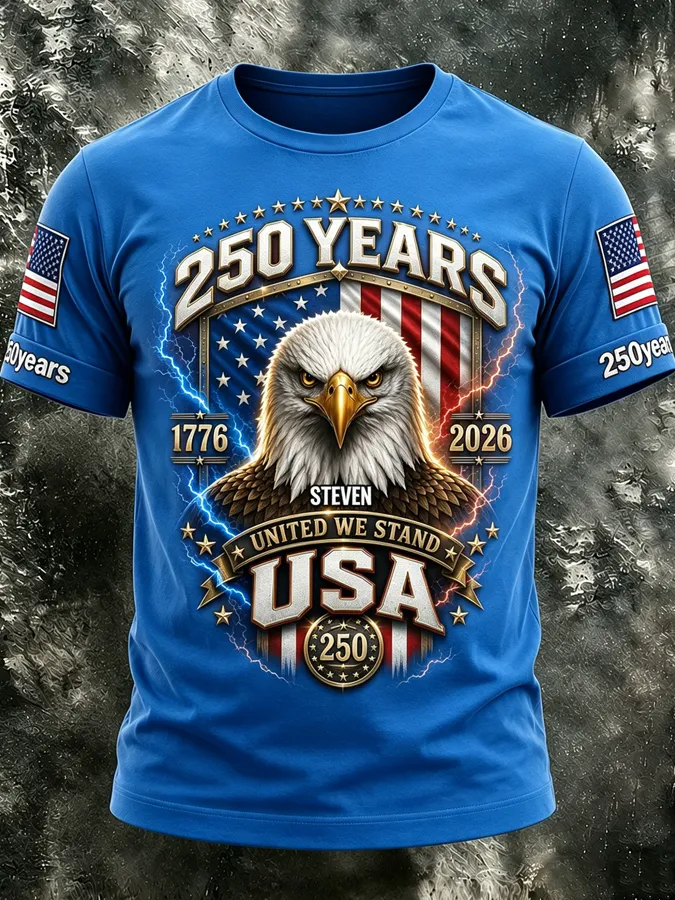 American Symbol Sleeve Flag Print Custom Name Casual Men Summer To