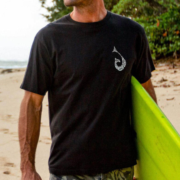 Tribal Marlin Jet Black Pima short-sleeved T-shirt