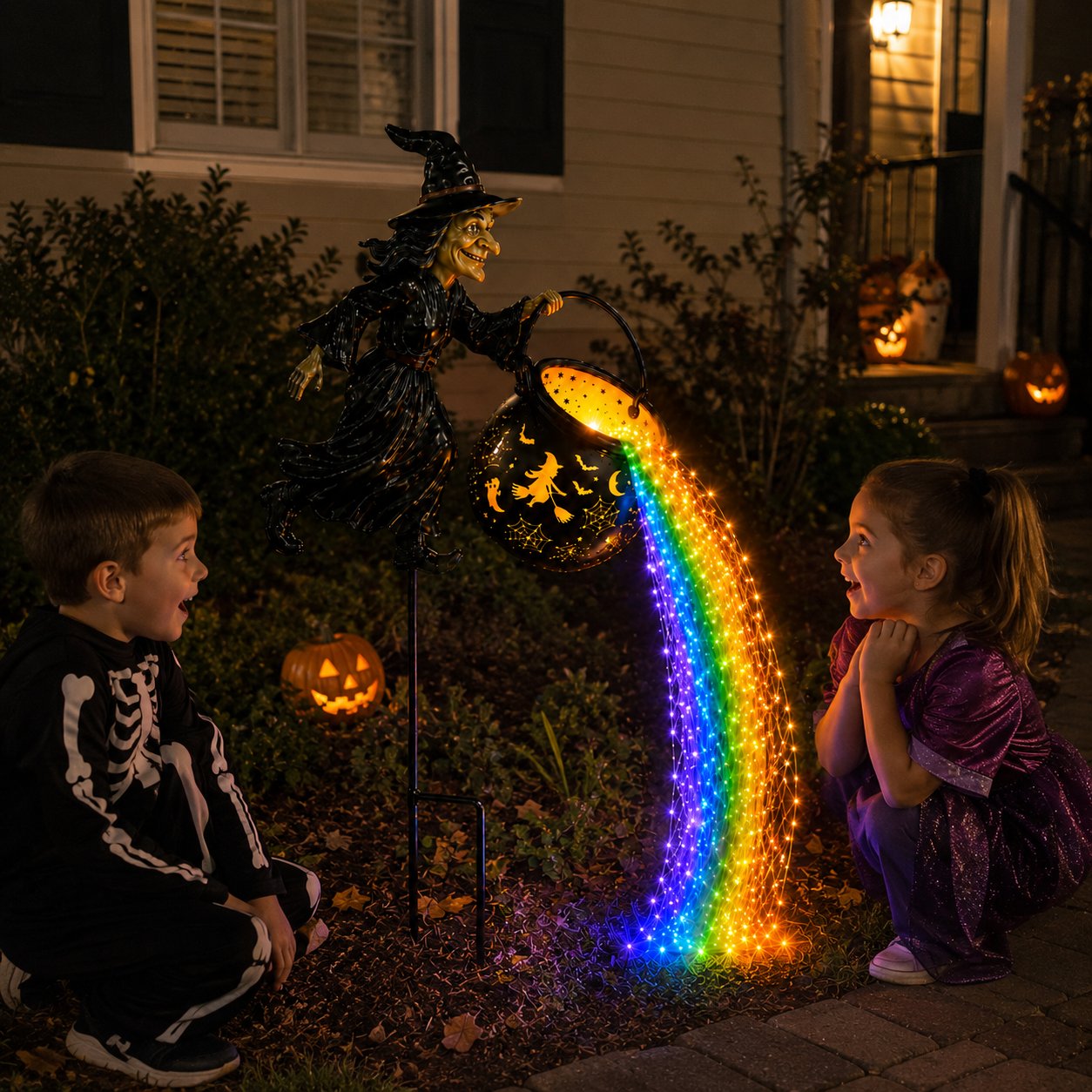 Halloween Witch Cauldron Garden Light