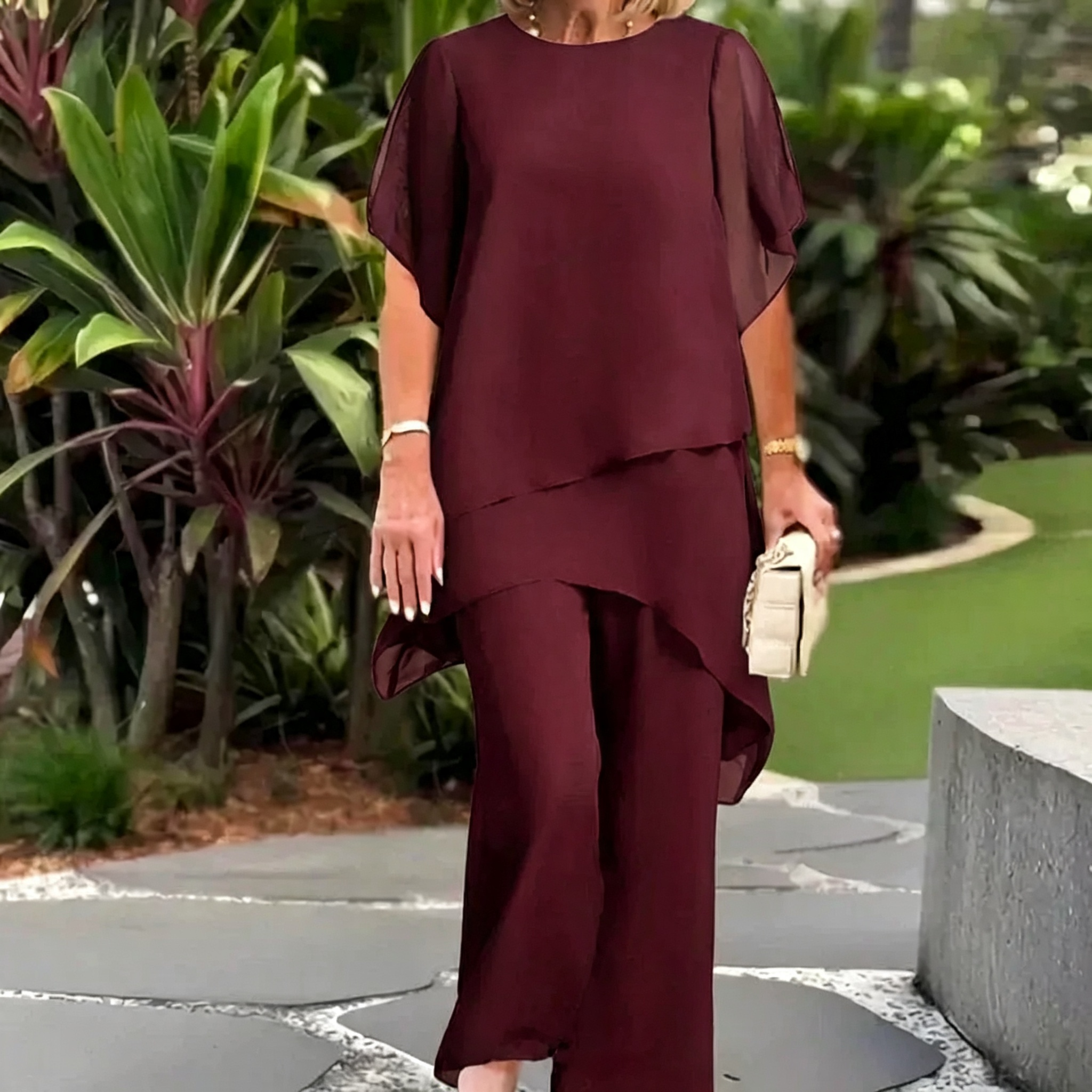 🔥Ad Final Day: 70% Off🔥Asymmetric Top & Wide Leg Pants Set