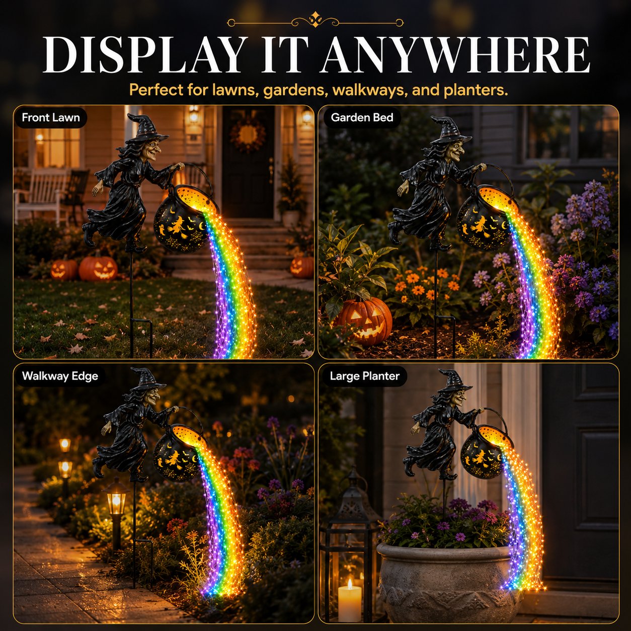 Halloween Witch Cauldron Garden Light