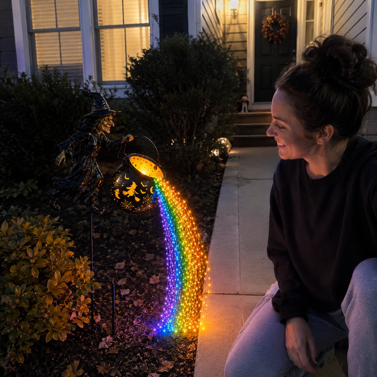 Halloween Witch Cauldron Garden Light
