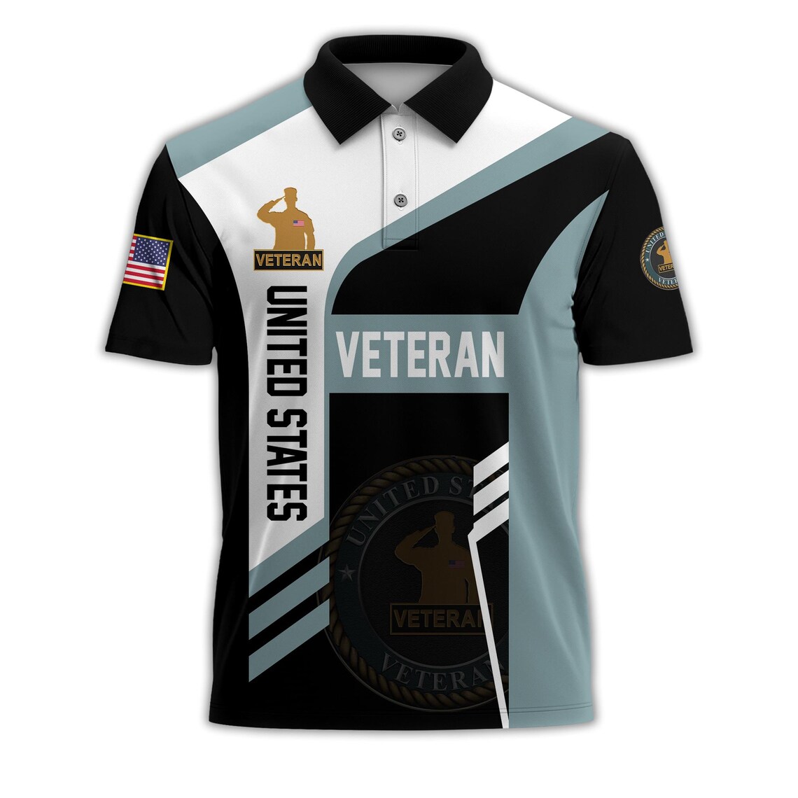 Men's Patriotic United States Veteran Commemorative Golf Polo Shirt-Multiple Color Options