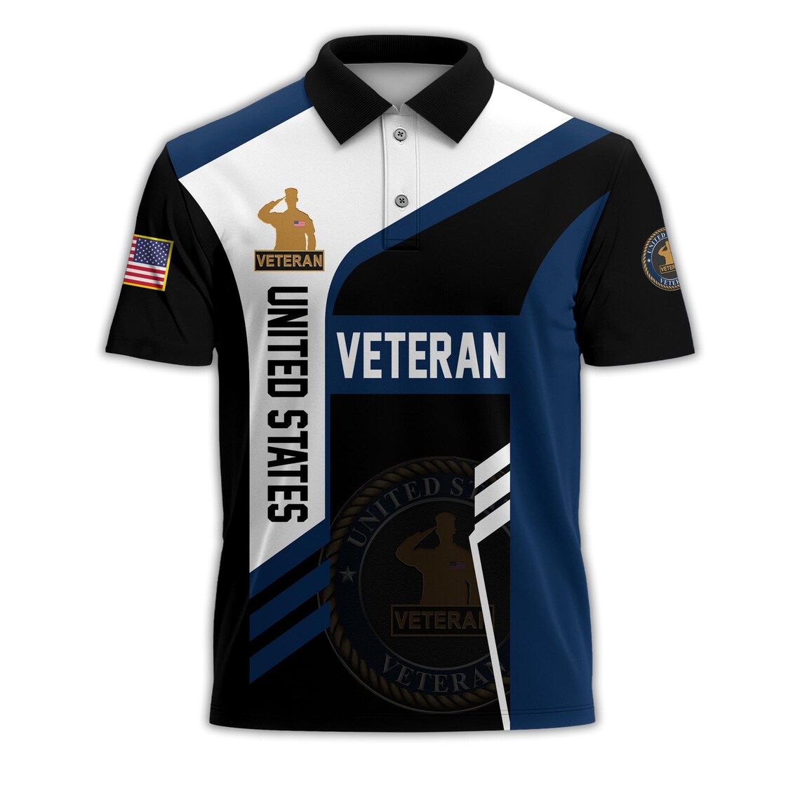 Men's Patriotic United States Veteran Commemorative Golf Polo Shirt-Multiple Color Options