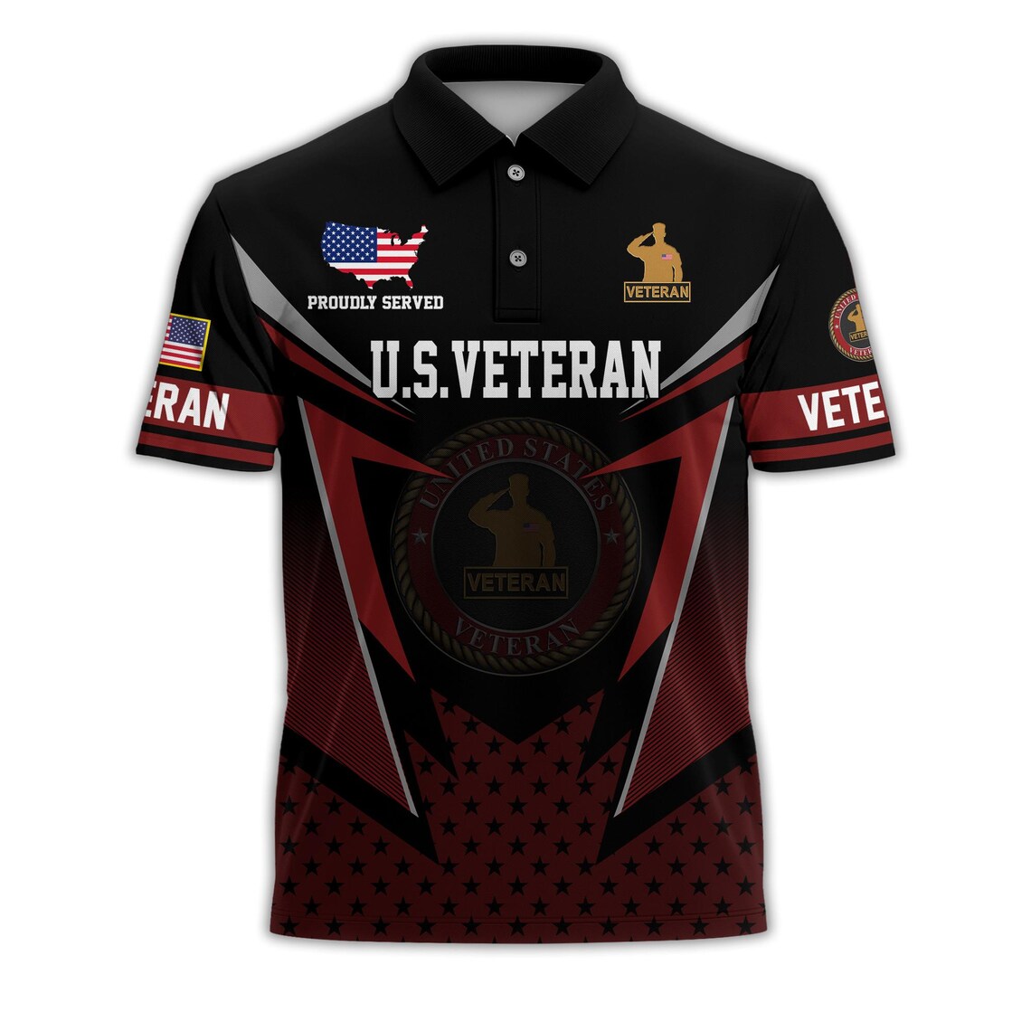 [Copy]Men's Patriotic United States Veteran Commemorative Golf Polo Shirt-Multiple Color Options