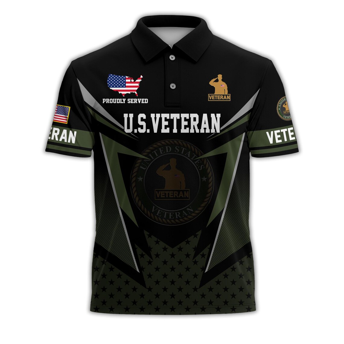 [Copy]Men's Patriotic United States Veteran Commemorative Golf Polo Shirt-Multiple Color Options