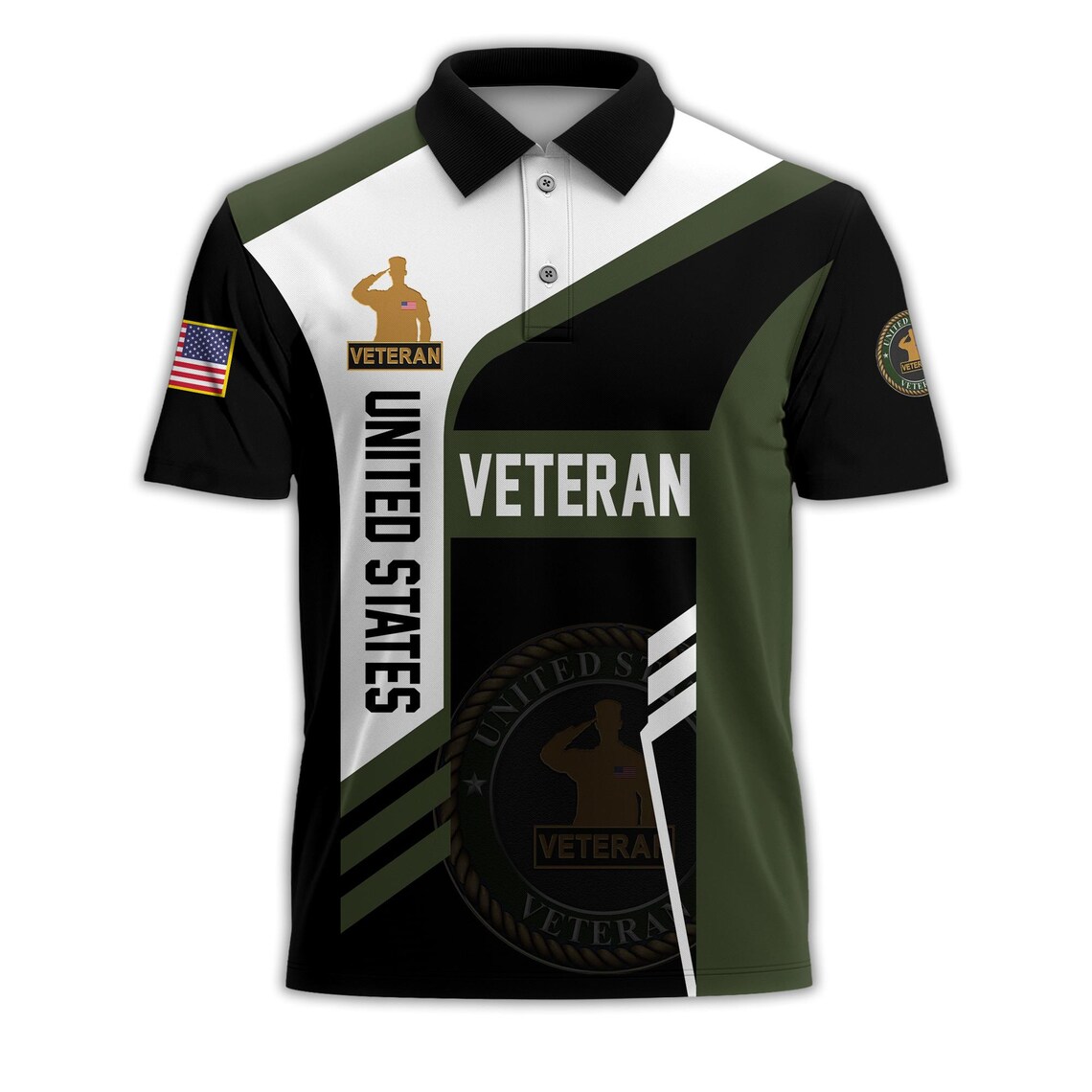 Men's Patriotic United States Veteran Commemorative Golf Polo Shirt-Multiple Color Options