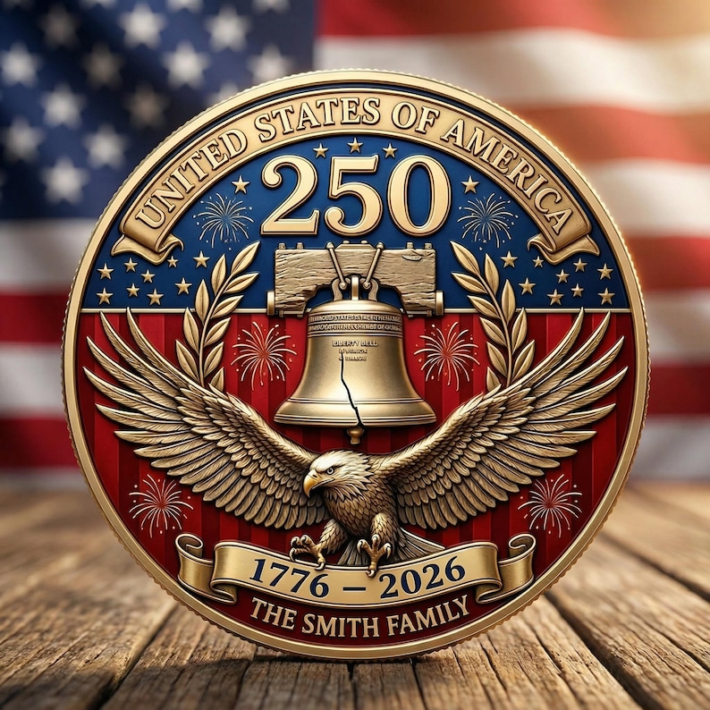 1776-2026 250th Anniversary U.S.A. Commemorative Challenge Coin - Patriotic Hobo Nickel