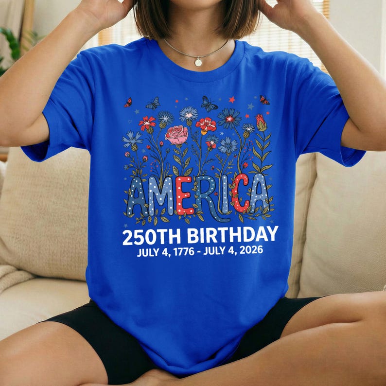 Flower USA Shirt - 250th Anniversary T-Shirt - 4th of July Patriotic Gift