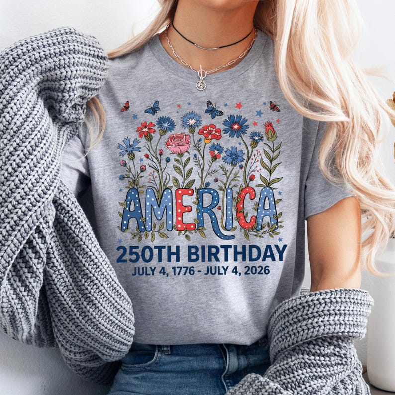 Flower USA Shirt - 250th Anniversary T-Shirt - 4th of July Patriotic Gift