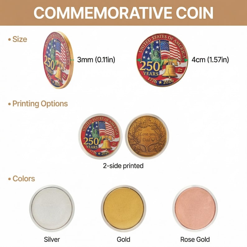 1776-2026 250th Anniversary U.S.A. Commemorative Challenge Coin - Patriotic Hobo Nickel