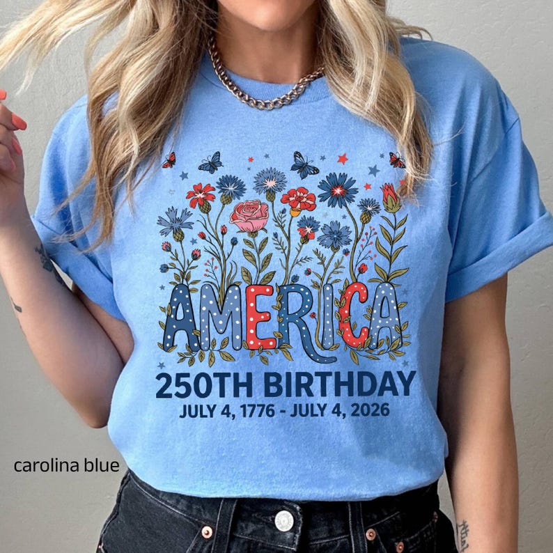 Flower USA Shirt - 250th Anniversary T-Shirt - 4th of July Patriotic Gift