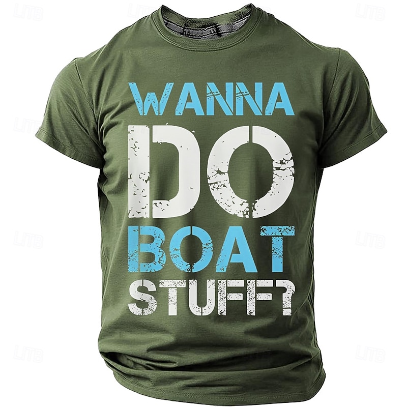 Men's Wanna Do Boat Stuff T shirts Retro Nautical Boating Distressed Graphic Regular Fit Tee Lake Beach Life Designer Clothing Apparel S M L XL XXL XXXL #17065052