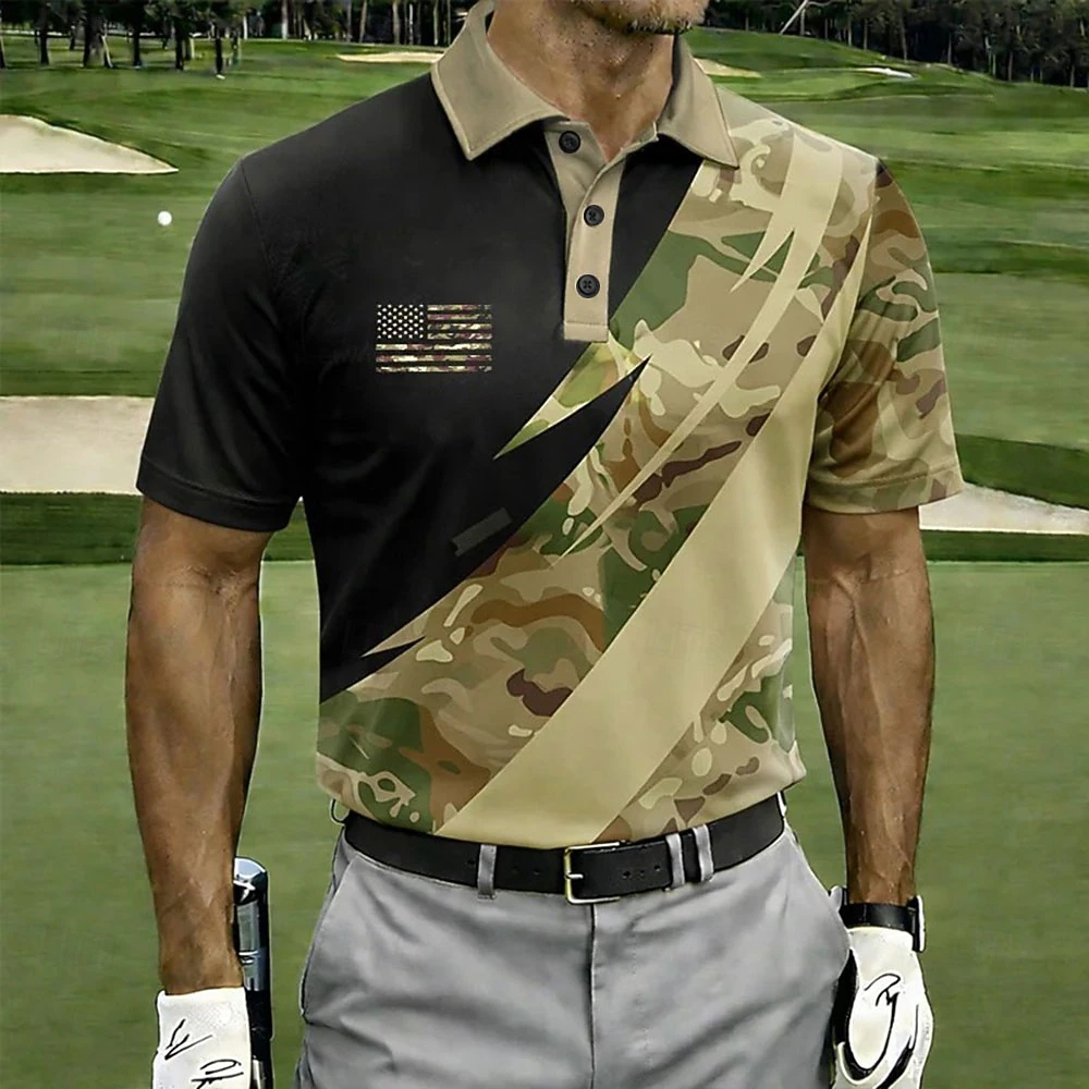 US 250th Anniversary Print Men's Golf Polo Shirt