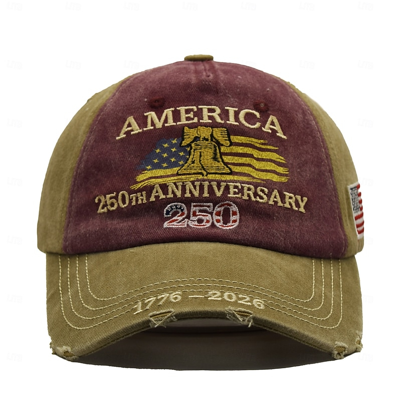 Vintage Liberty Bell 250th Anniversary Distressed Adjustable Patriotic Baseball Cap