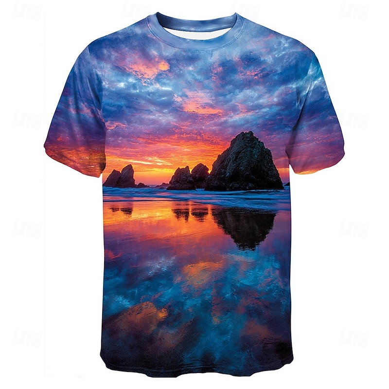 Men's Nautical T Shirt Short Sleeve T shirt 3D Print Crew Neck Shirt Exaggerated Designer Party Casual Holiday Blue 3# Blue 2# Blue 1# Summer Spring All Seasons Clothing Apparel S M L XL XXL XXXL 4XL