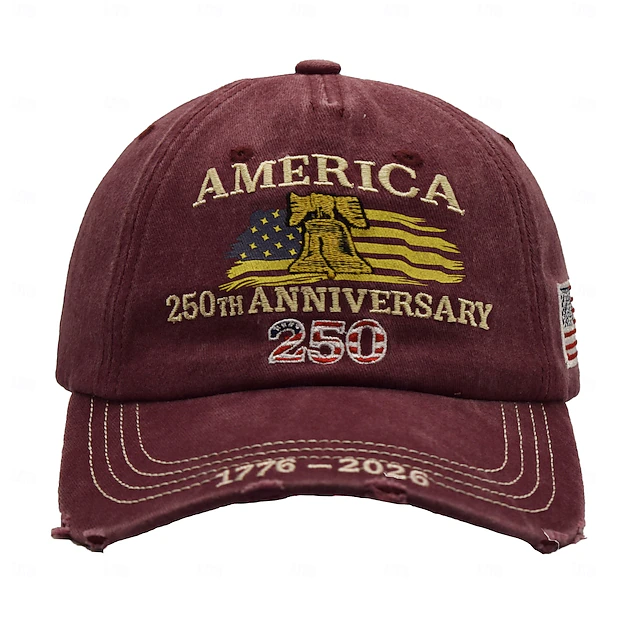 Men's USA 250th Anniversary Distressed Baseball Cap | Embroidered Liberty Bell Patriotic Trucker Hat