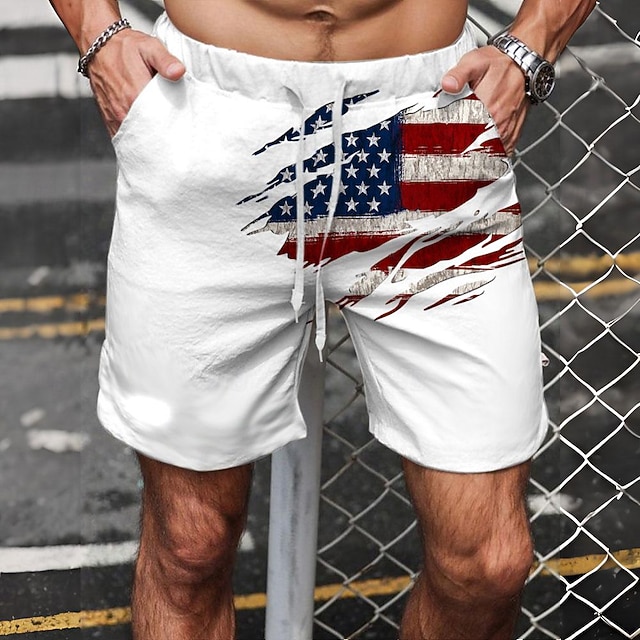 Independence Day Men's 4th of July U.S. 250th Anniversary US Flag Patriotic Lined Shorts 2 in 1 Board Shorts