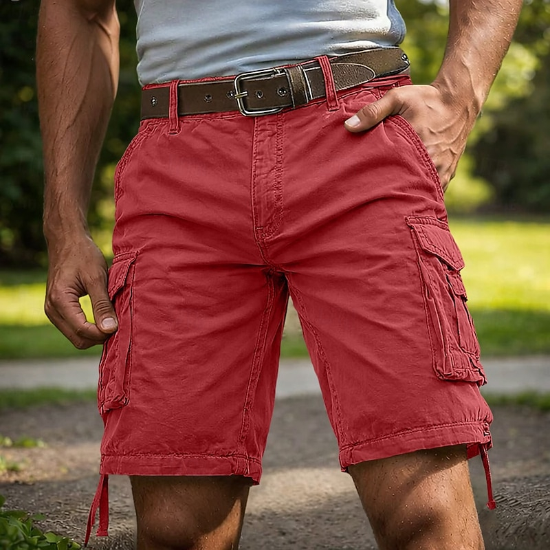 Multi Flap Pocket Solid Color Cargo Shorts, Loose Fit Casual Outdoor Walking Fishing Summer Bottoms