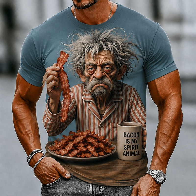 Men's Old Man T Shirt Short Sleeve T shirt 3D Print Crew Neck Shirt Funny Casual Daily Street Blue Dark Blue Summer Spring Clothing Apparel S M L XL 2XL 3XL