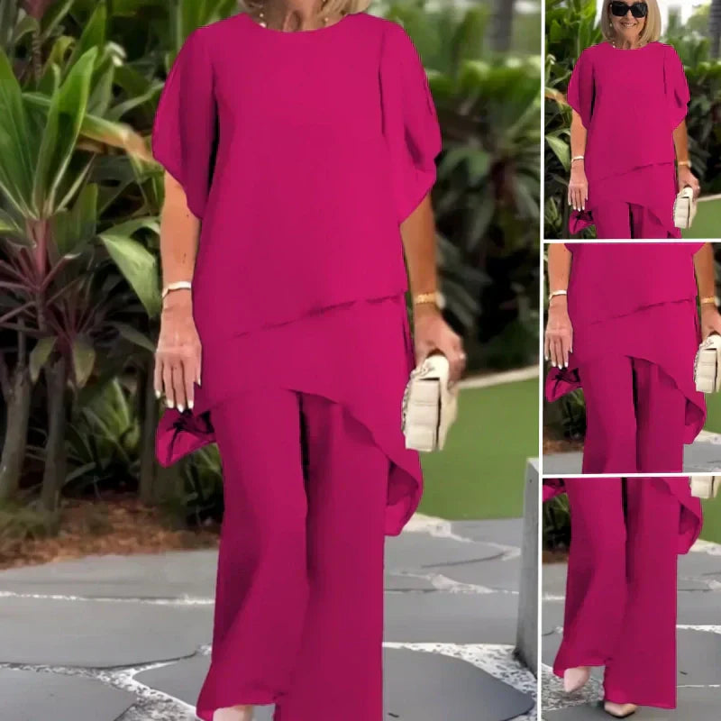 Asymmetric Top & Wide Leg Pants Set