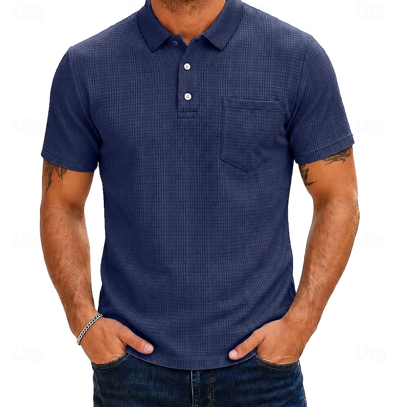 Men's Linen Polo Shirt - Classic Vacation Short Sleeve