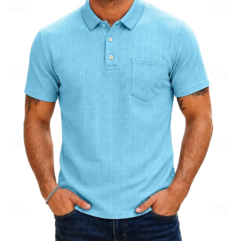 Men's Linen Polo Shirt - Classic Vacation Short Sleeve