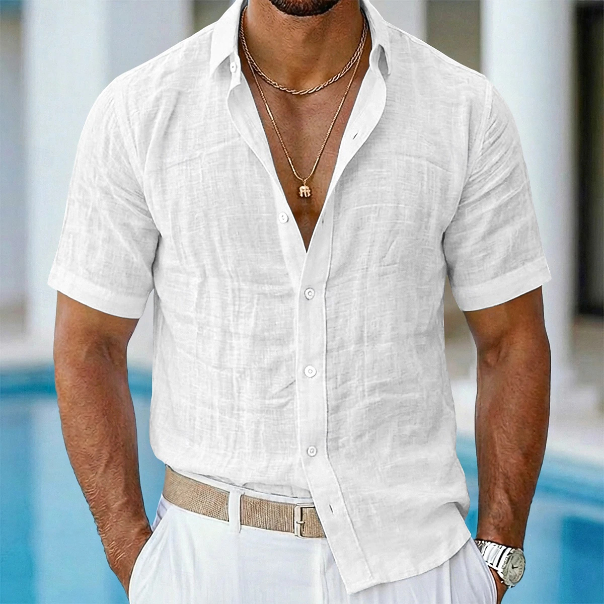 Mens Classic Collar Wrinkle Resistant Casual Beach Button Up Shirt