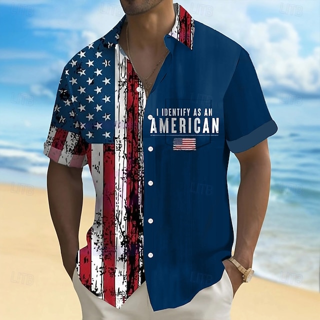 I Identify As An American Patriotic Hawaiian Shirt | Distressed USA Flag Button-Down Shirt