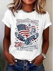 Independence Day 250 Years Freedom Eagle Flag Women's Crew Neck Short Sleeve Top
