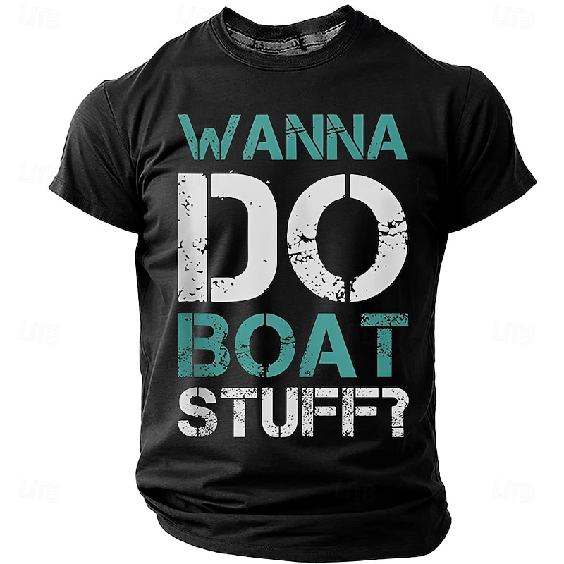 Men's Wanna Do Boat Stuff T shirts Retro Nautical Boating Distressed Graphic Regular Fit Tee Lake Beach Life Designer Clothing Apparel S M L XL XXL XXXL #17065052