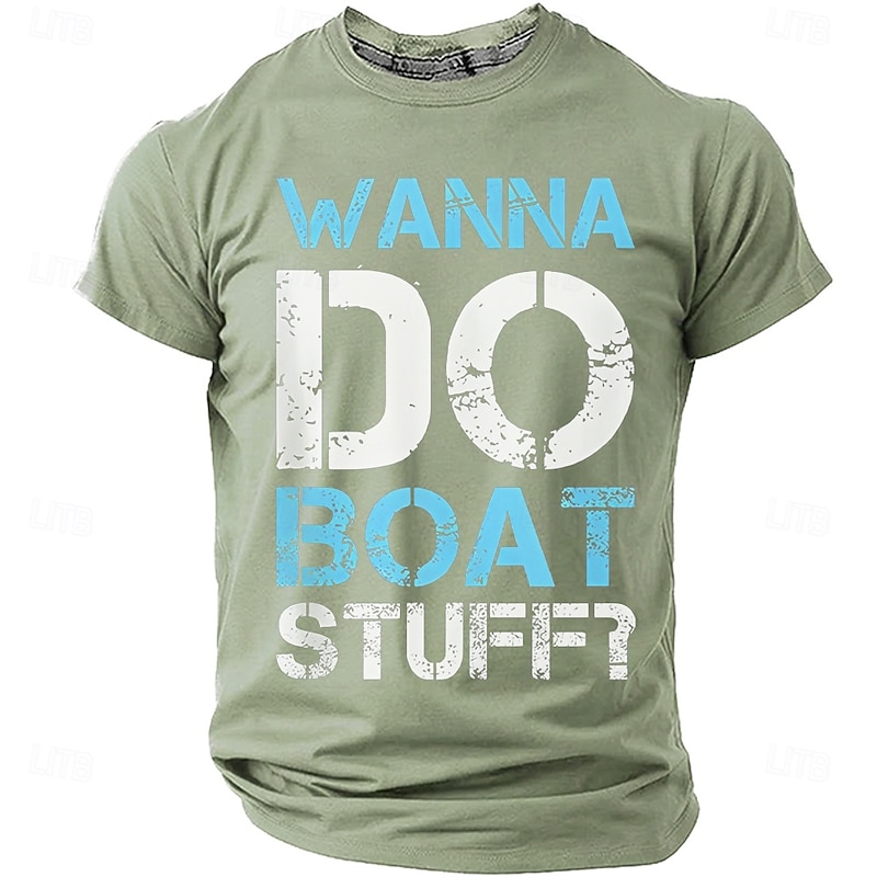 Men's Wanna Do Boat Stuff T shirts Retro Nautical Boating Distressed Graphic Regular Fit Tee Lake Beach Life Designer Clothing Apparel S M L XL XXL XXXL #17065052