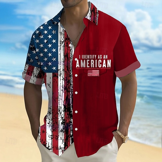 I Identify As An American Patriotic Hawaiian Shirt | Distressed USA Flag Button-Down Shirt