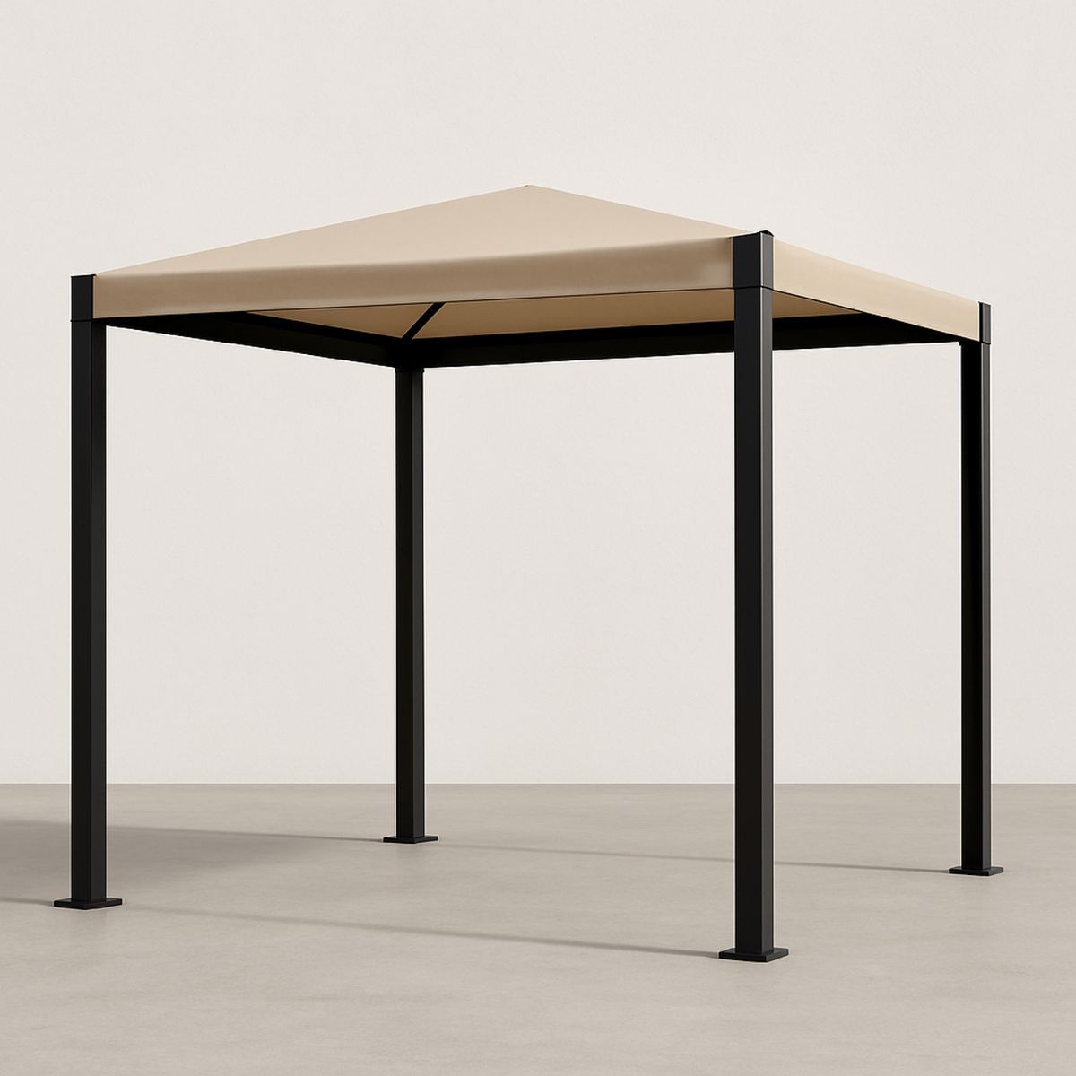 Outdoor Metal Frame Gazebo with Polyester Canopy Beige 300cm