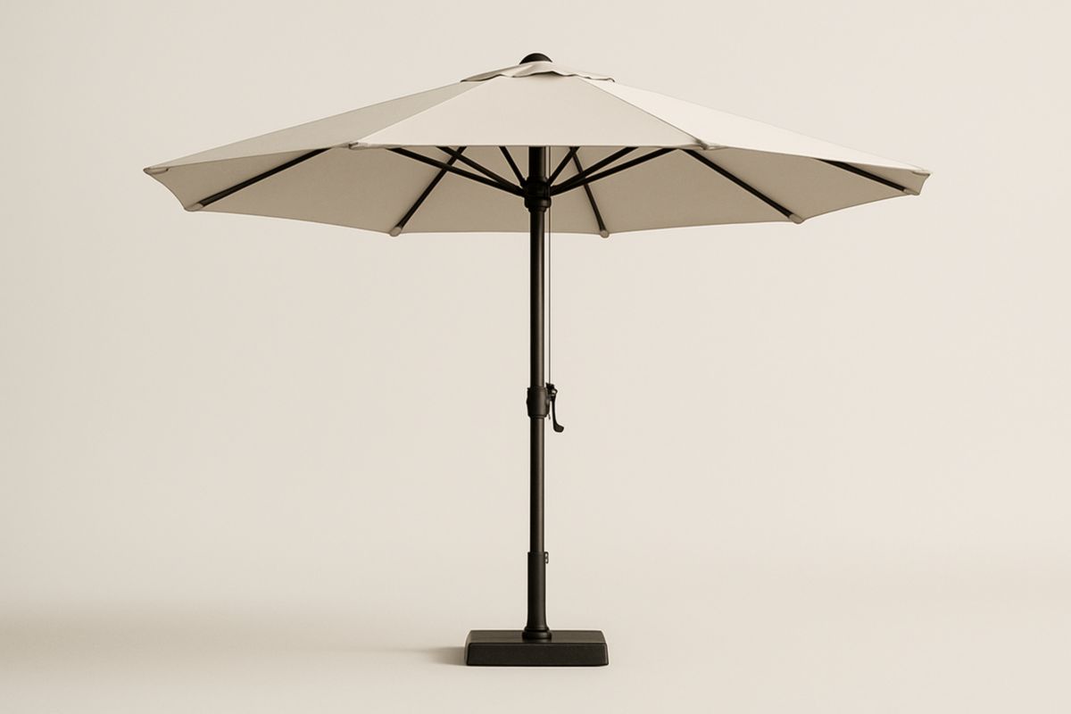 Outdoor Patio Umbrella 300 cm Diameter Beige Polyester and Aluminium