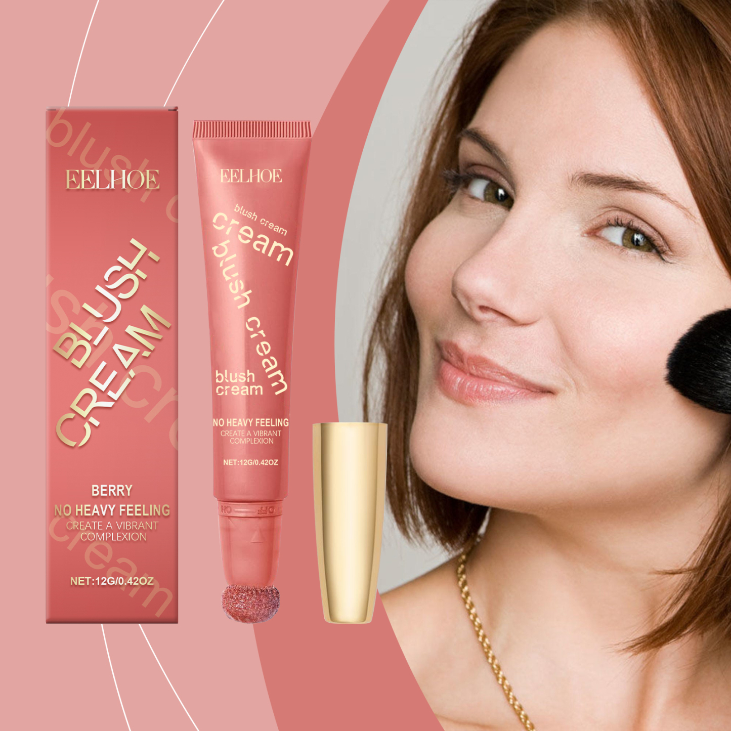 EELHOE Shimmering Cream Blush in Berry Shade: Lightweight and long-lasting, this blush provides a natural, radiant flush to the cheeks while also moisturizing the skin.-Velvet