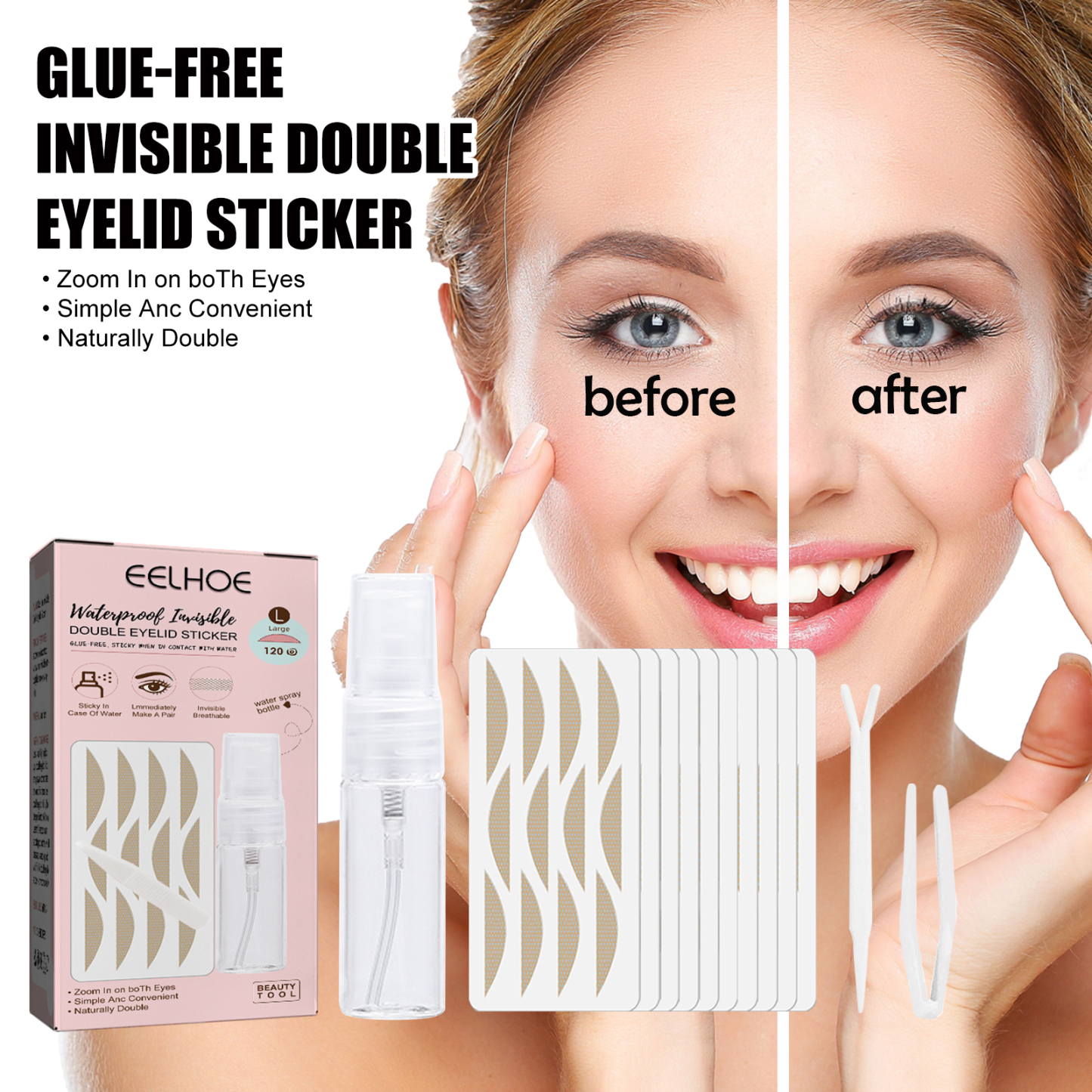 EELHOE Lace Invisible Double Eyelid Tape - Natural and seamless, non-adhesive lace double eyelid tape.-Velvet