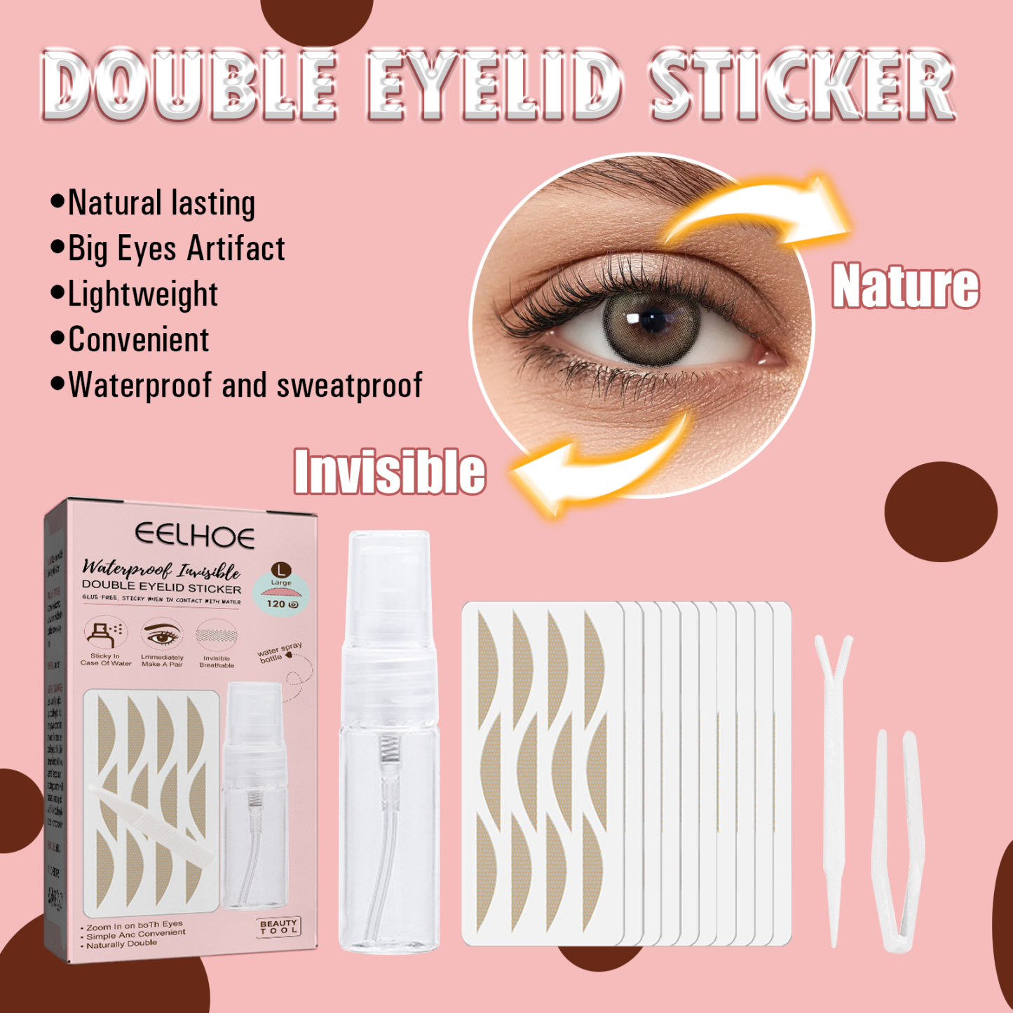 EELHOE Lace Invisible Double Eyelid Tape - Natural and seamless, non-adhesive lace double eyelid tape.-Velvet