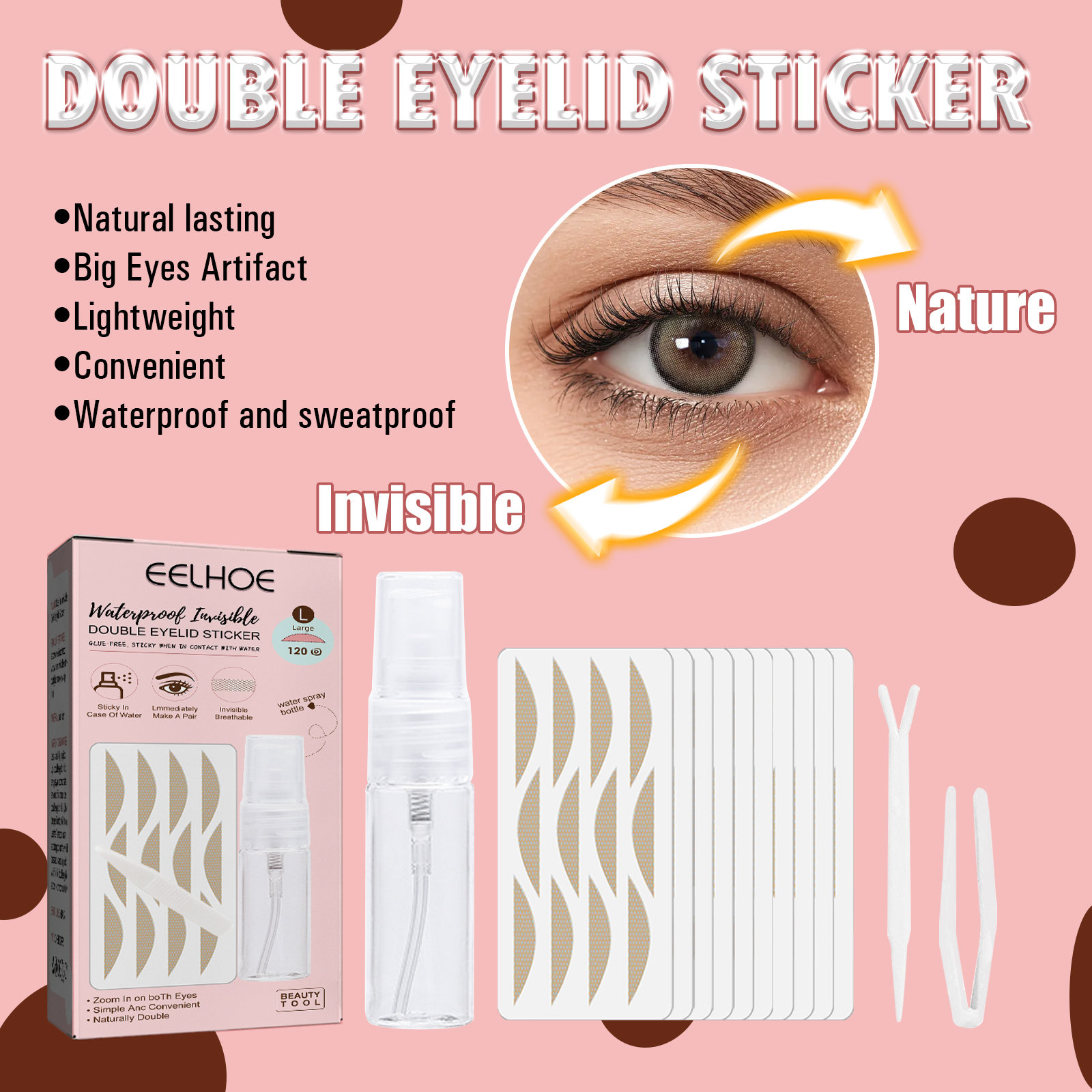 EELHOE Lace Invisible Double Eyelid Tape - Natural and seamless, non-adhesive lace double eyelid tape.-Velvet