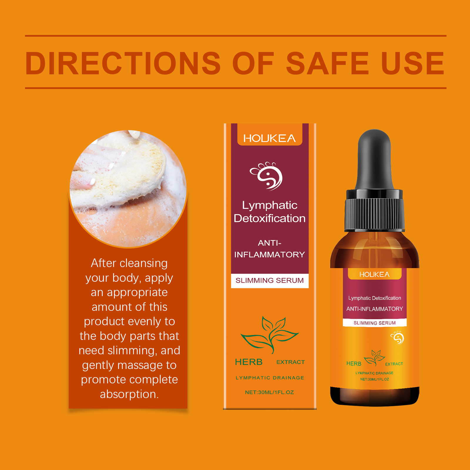 Houkea Body Serum: Body care, hydrating and moisturizing serum for skin massage and application.