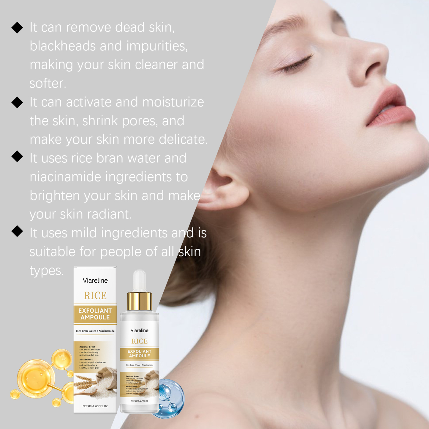 Viareline Rice Exfoliating Essence for Moisturizing