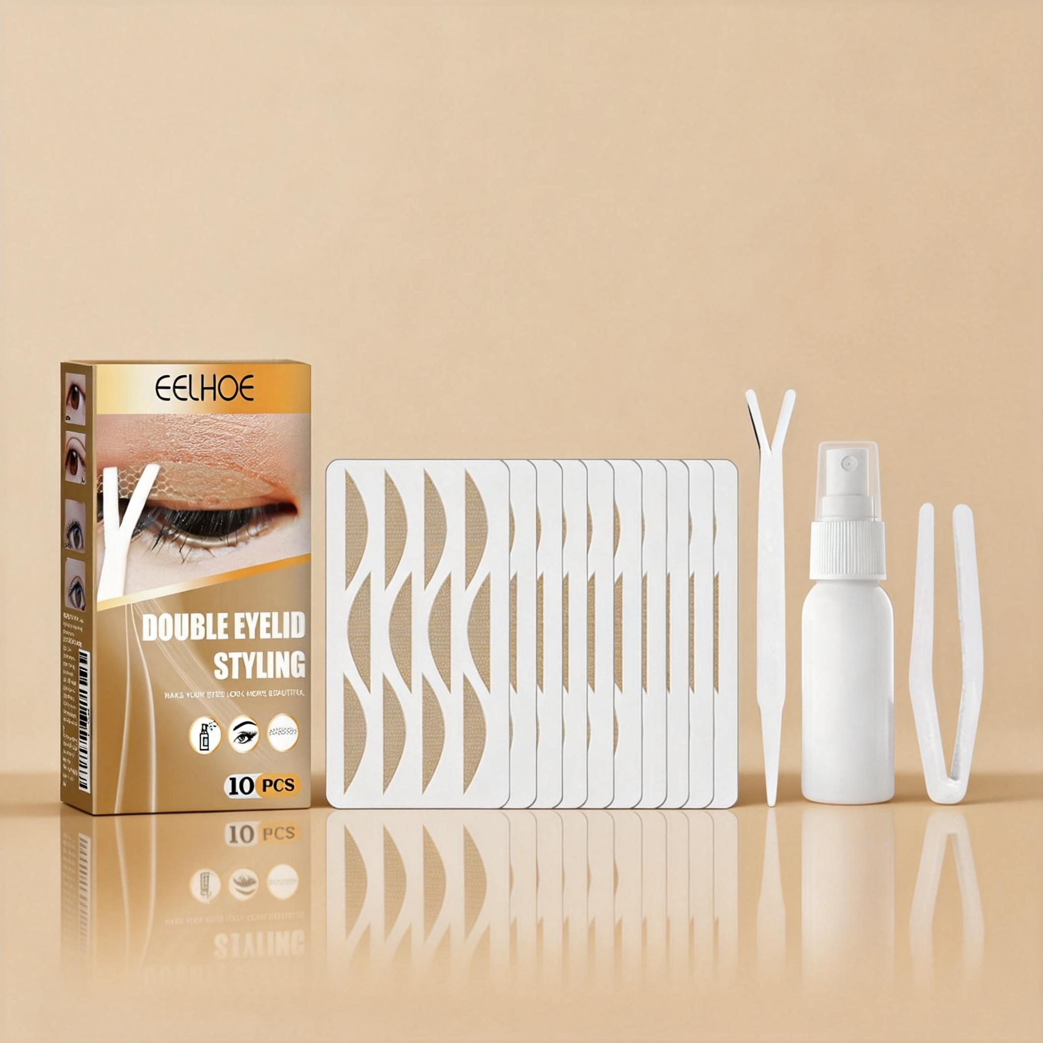 EELHOE Double Eyelid Tape, Lace Mesh Invisible Eyelid Stickers, Glue-free, Breathable, Super Sticky, Long-lasting, with Tweezers Set-Velvet