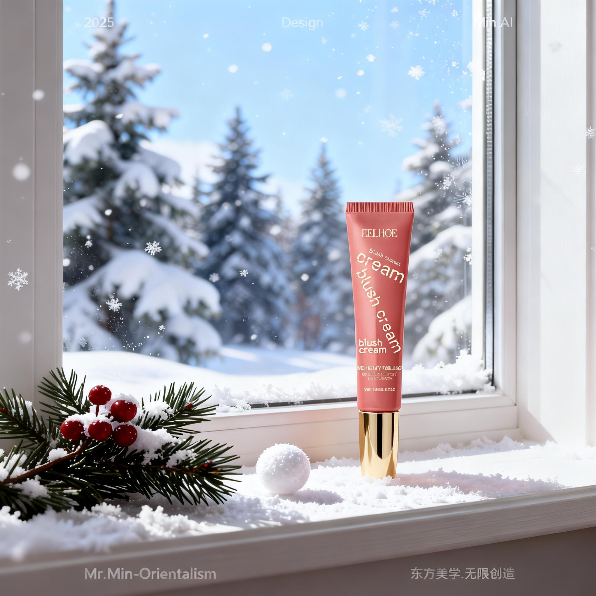 EELHOE Shimmering Cream Blush in Berry Shade: Lightweight and long-lasting, this blush provides a natural, radiant flush to the cheeks while also moisturizing the skin.-Velvet