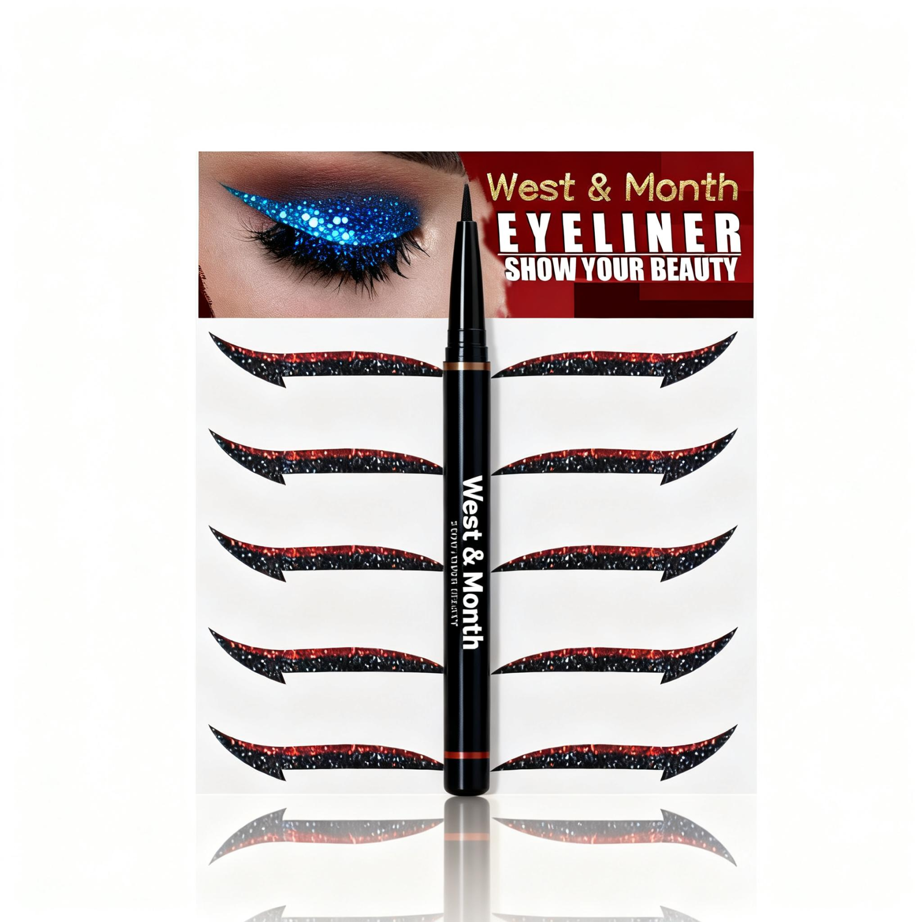 West&Month Eyeshadow Stage Makeup Stickers, European and American Style Eyeliner Stickers, Self-Adhesive Double Eyelid Stickers, Eye Makeup Stickers-Velvet