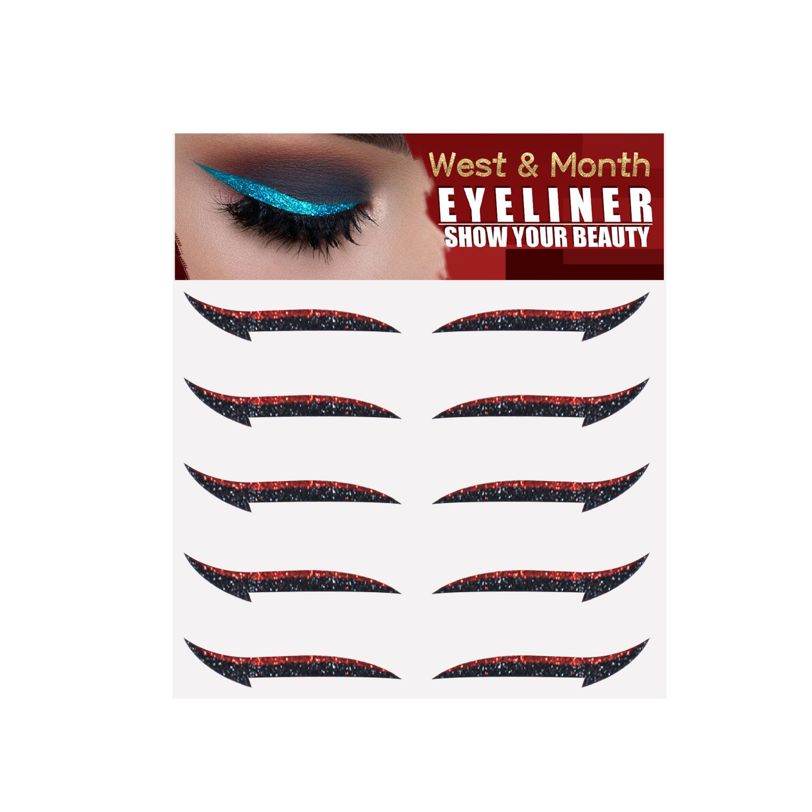 West&Month Eyeshadow Stage Makeup Stickers, European and American Style Eyeliner Stickers, Self-Adhesive Double Eyelid Stickers, Eye Makeup Stickers-Velvet
