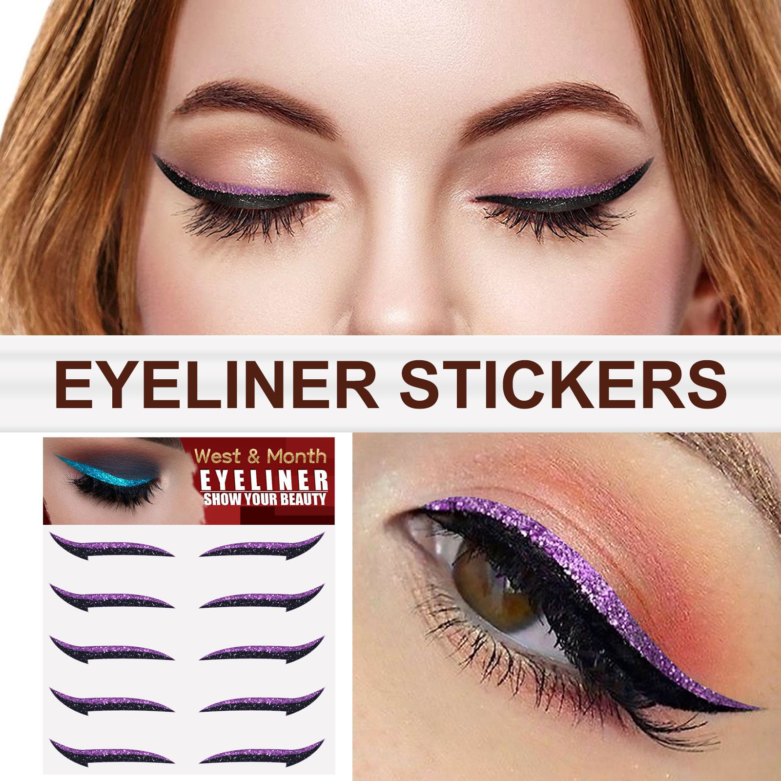 West&Month Eyeshadow Stage Makeup Stickers, European and American Style Eyeliner Stickers, Self-Adhesive Double Eyelid Stickers, Eye Makeup Stickers-Velvet