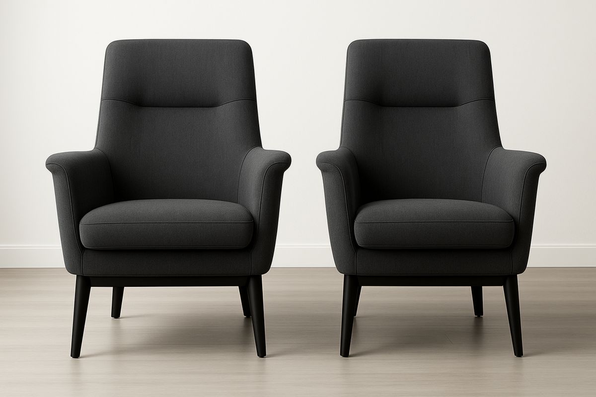 Set of 2 Dark Grey Fabric Armchairs-Velintrao