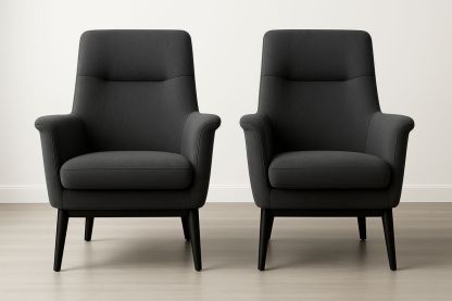 Set of 2 Dark Grey Fabric Armchairs-Velintrao