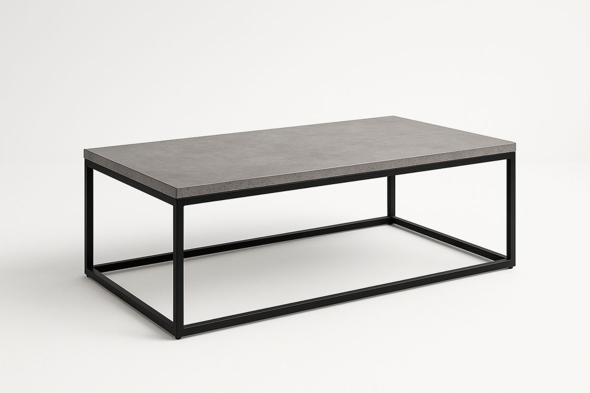 Rectangular Concrete Top Coffee Table with Metal Frame 120cm x 60cm x 40cm-Velintrao